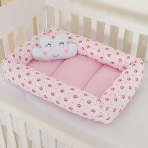 Cama Ninho Redutor de Berço Coroinha Rosa para Bebê Menino - Enxoval 100% Algo